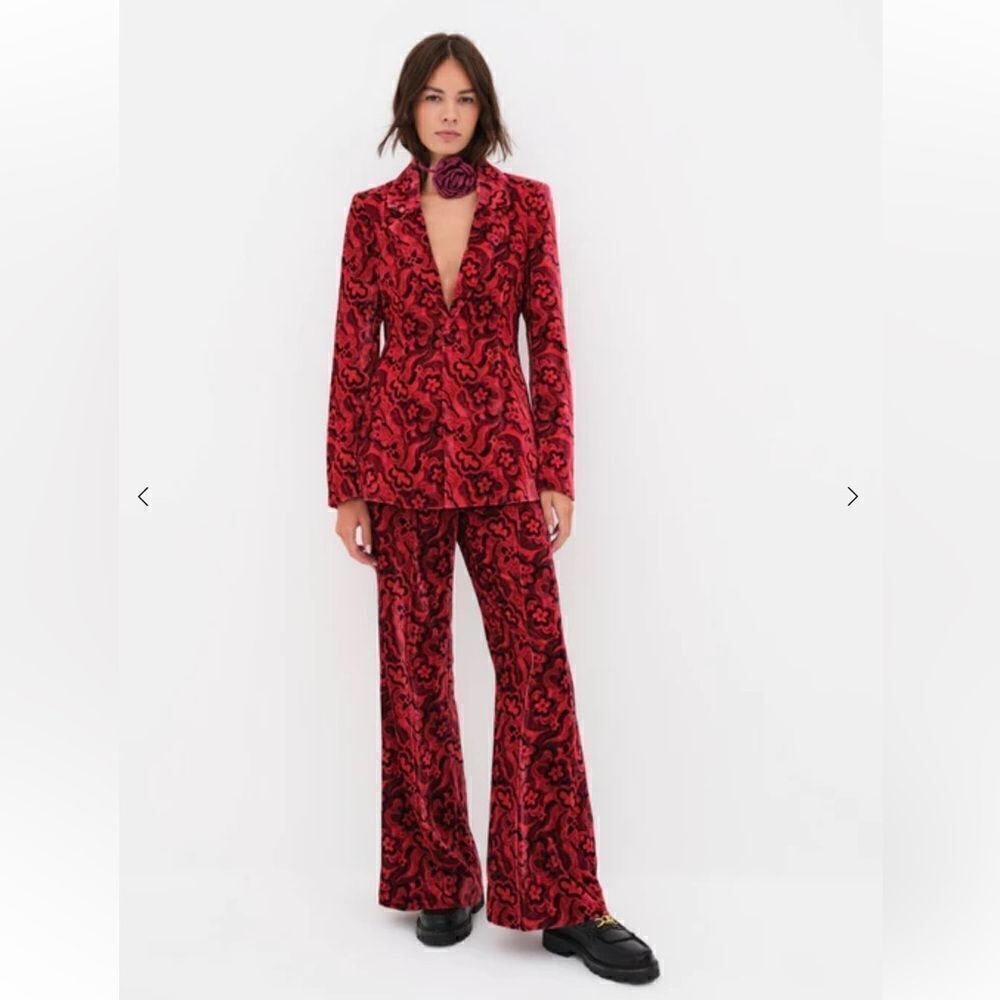 NWT Penny Blazer Red Velvet Floral Retro Size 2XL - Picture 16 of 16